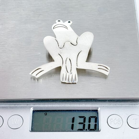 Vintage Mexico Taxco TC-87 Sterling Silver 925 Frog Pin Brooch Pendant - Picture 8 of 9